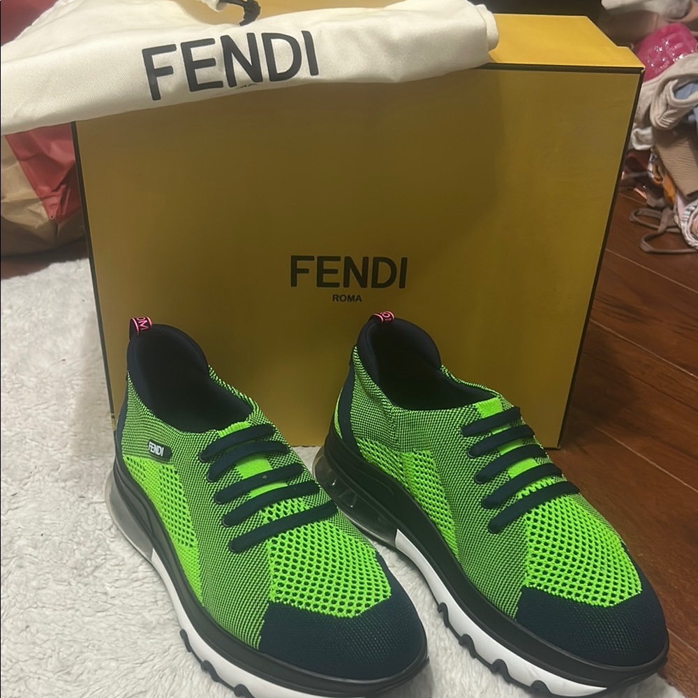 Fendi Men's Green and Black Sneakers